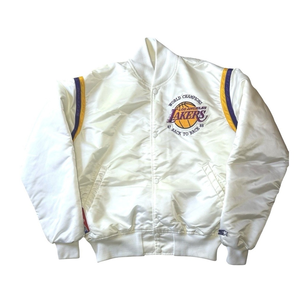 VTG  STARTER LOS ANGELES LAKERS 1987-1988 NBA WORLD CHAMPS SATIN JACKET SZ Large